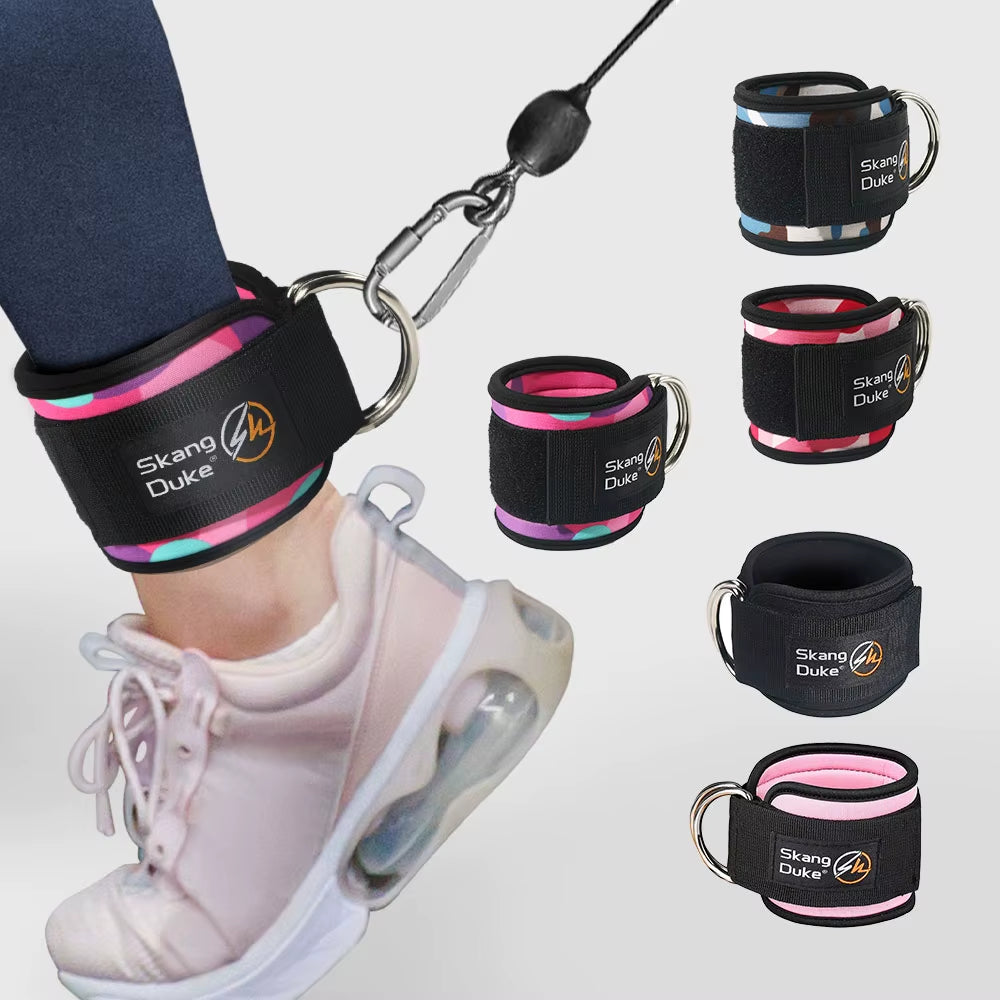 1Pc Adjustable D-Ring Ankle Straps for Cable Machines - Comfortable Ankle Cuffs for Glute & Leg Muscle Strength Training in Gym