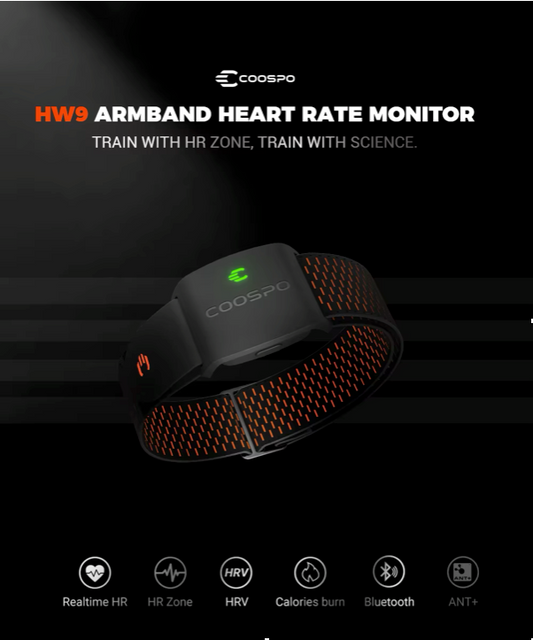 Armband Heart Rate Monitor with HR Zones and Caloric Tracking, Compatible with BLE5.0 and ANT+
